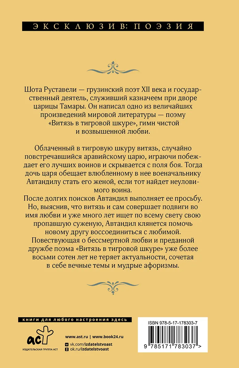 Витязь в тигровой шкуре фото книги маленькое 3