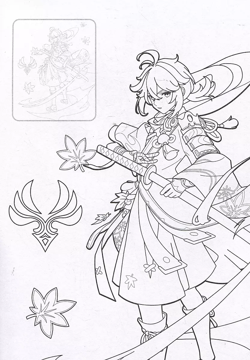 Genshin Impact. Раскраска с наклейками (фиолетовая) фото книги маленькое 6