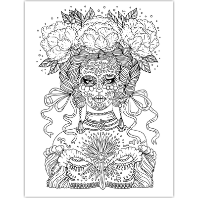 Spectacular Sugar Skulls Colouring Book фото книги маленькое 4