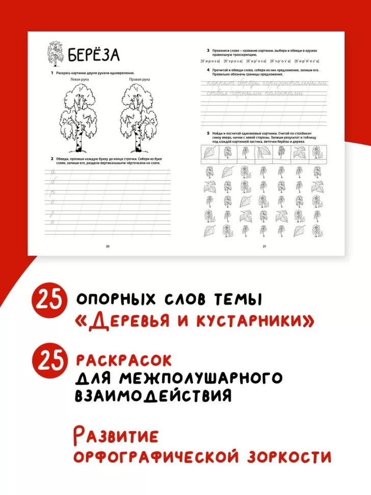 Рабочая тетрадь «Логоментальные прописи и тренажеры для начальной школы. Деревья и кустарники». Обучение чтению и письму. Нейропрописи фото книги маленькое 12