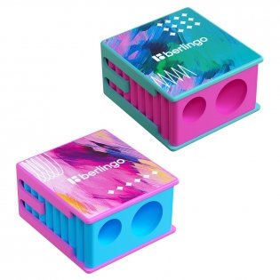 Точилка пластиковая Berlingo "Collision XS", с контейнером, 2 отверстия, ассорти. Арт. BBp_15S19 фото книги