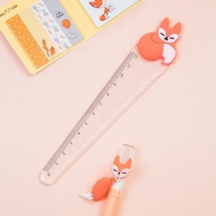Линейка с топпером, 12 см, MESHU "Fox", пластиковая, прозрачная, европодвес. Арт. MS_36848 фото книги