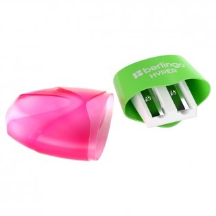 Точилка пластиковая Berlingo "Hyper" 2 отверстия, контейнер, ассорти. Арт. BBp_15021 фото книги 3