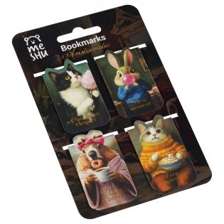 Закладки магнитные для книг, 4шт., MESHU "Aristocratic", матовая ламинация, фольга фото книги 4