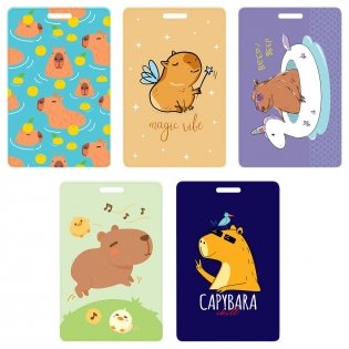 Обложка-карман для карт и пропусков OfficeSpace "Капибара", 95х65 мм, ПВХ, ассорти. Арт. PC_55425 фото книги