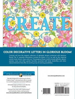 Creative Haven Beautiful Floral Alphabet Designs coloring book фото книги 2