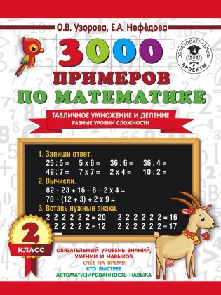 3000 примеров по математике. Табличное умножение и деление. Разные уровни сложности. 2 класс фото книги