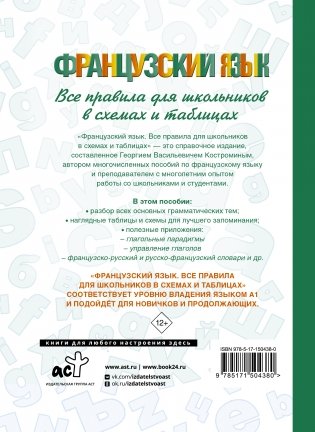 Французский язык. Все правила для школьников в схемах и таблицах фото книги 17