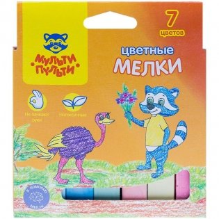 Мелки цветные Мульти-Пульти "Енот в Австралии", 7 цветов, картонная коробка, европодвес. Арт. ЦМ_11130 фото книги