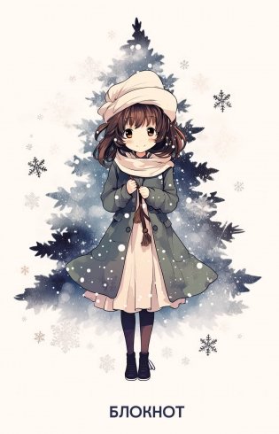 Аниме. Новогодний блокнот (А5, 64 л., цветной блок, белый) фото книги