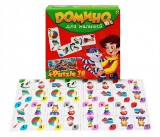 Домино + пазлы, 18 элементов "Для малышей" фото книги