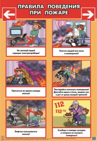 Правила поведения при пожаре. Плакат фото книги