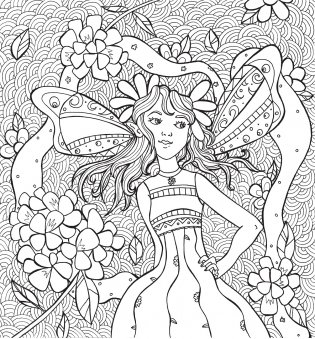 Раскраска-антистресс. Феи в волшебном саду фото книги 4