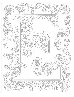 Creative Haven Beautiful Floral Alphabet Designs coloring book фото книги 7