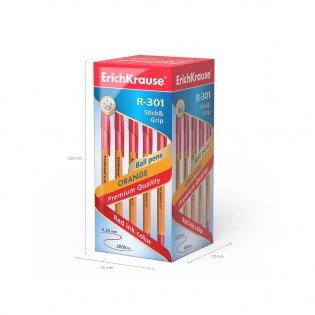 Ручка шариковая "R-301 ORANGE 0.7 Stick&Grip", красная фото книги 3