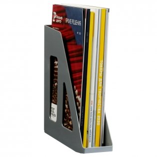 Лоток для бумаг вертикальный СТАММ "Актив", серый, ширина 70мм фото книги 3