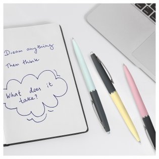 Ручка шариковая автоматическая OfficeSpace "Business", синяя, 0,7 мм, soft-touch, корпус ассорти фото книги 4