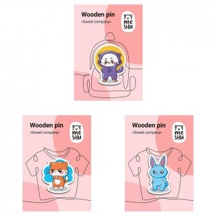 Набор деревянных значков MESHU "Sweet company", каширование, 3 шт. Арт. MS_54878 фото книги