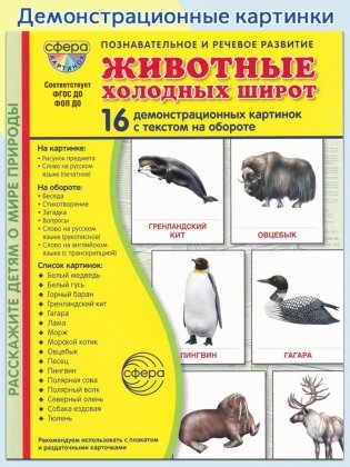 Животные холодных широт. Учебное издание (16 демонстрационных картинок с текстом) фото книги
