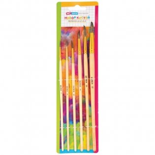 Набор кистей ArtSpace 6шт., белка, круглые, № 1, 3, 5, 7, 9, 11, блистер фото книги