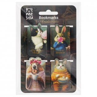 Закладки магнитные для книг, 4шт., MESHU "Aristocratic", матовая ламинация, фольга фото книги 2