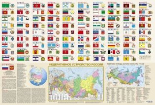 Флаги и гербы мира/флаги и гербы России. Плакат двусторонний (в тубусе) фото книги