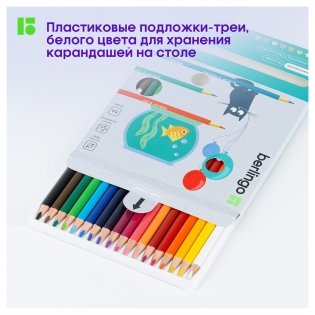 Карандаши цветные Berlingo "SuperSoft. Жил-был кот", 18 цв., трехгран., заточен., картон, европодвес. Арт. SS00518 фото книги 5