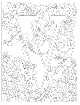 Creative Haven Beautiful Floral Alphabet Designs coloring book фото книги 6