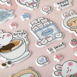 Наклейки объемные MESHU "Bubble bunny", 10х23 см, с блестками, пакет европодвес. Арт. MS_57641 фото книги 2