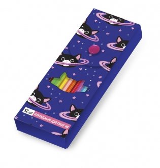 Пластиковый пенал с карандашами "Космокот" (12 штук) фото книги 2