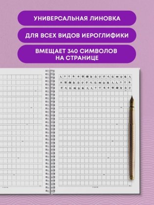 Тетрадь для иероглифов на пружине (Девушка и книга) фото книги 2
