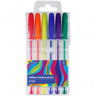 Набор гелевых ручек OfficeSpace "A-Gel" 06цв., 0,5мм, грип, европодвес фото книги