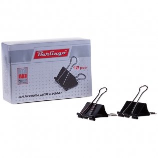Набор зажимов для бумаг "Berlingo", 41 мм (набор из 12 штук) фото книги