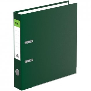 Папка-регистратор СТАММ Бизнес, 50 мм, бумвинил, с карм. на корешке, нижний метал. кант, зеленая. Арт. ММ-31838 фото книги