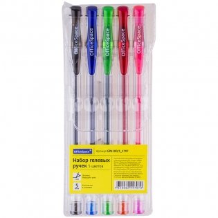 Набор гелевых ручек "OfficeSpace", 5 цветов, 1 мм фото книги