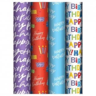 Упаковочная бумага глянц. 70х100 см, MESHU "Congrats", 80 г/м2, ассорти, 4 дизайна. Арт. MS_62811 фото книги