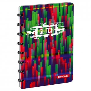Бизнес-тетрадь А5+, 80л., Berlingo "Glitch", клетка, на кольцах, с возм. замены блока, 80г/м2, пластик обложка 700мкм, линейка-закладка фото книги