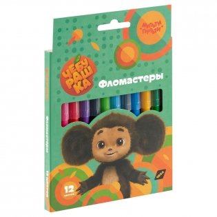 Фломастеры Мульти-Пульти "Чебурашка", 12 цв., смываемые, картон, европодвес. Арт. ФЛЧБ_53015 фото книги