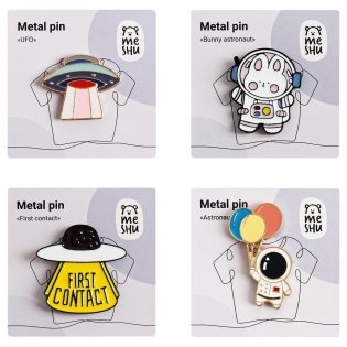 Набор металлических значков MESHU "First contact", эмаль, 4 шт. Арт. MS_53680 фото книги